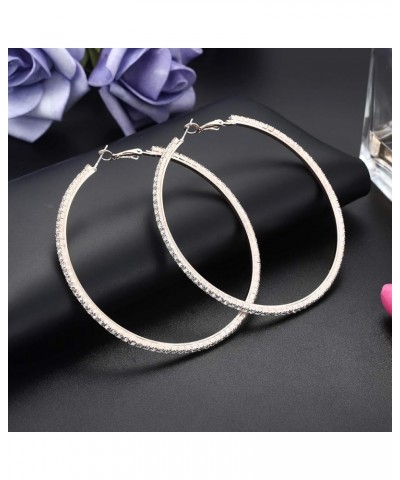 Large Hoop Earrings for Women Rhinestone Crystal Big Circle Hoops Stud Earrings Fashion Bridal Wedding Jewelry,Gold/Rose Gold...