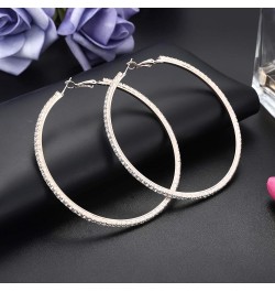 Large Hoop Earrings for Women Rhinestone Crystal Big Circle Hoops Stud Earrings Fashion Bridal Wedding Jewelry,Gold/Rose Gold...