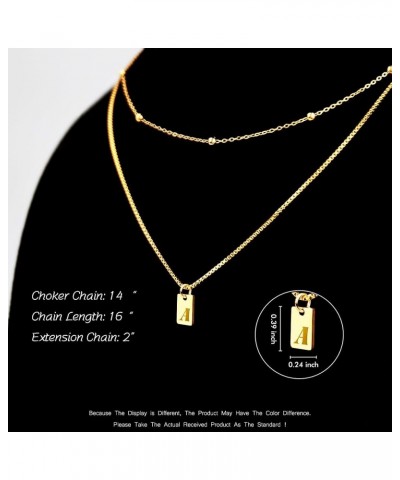 Layered Initial Necklaces for Women Girls - Bead Chain and Initial Pendant Necklaces, 14K Gold Plated Square Initial Necklace...