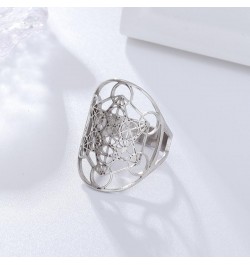 Metatron's Cube Ring Angel Seal Archangel Metatron Cube Protection Statement Hollowed Out Womens Stainless Steel Open Band Ri...