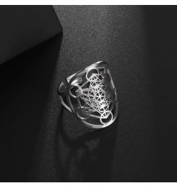 Metatron's Cube Ring Angel Seal Archangel Metatron Cube Protection Statement Hollowed Out Womens Stainless Steel Open Band Ri...