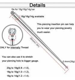 14g/16g/18g ASTM F136 Titanium Piercing Taper Insertion Pin for Internal Thread Tragus/Helix/Lip/Nose/Helix/Piercing Jewelry ...