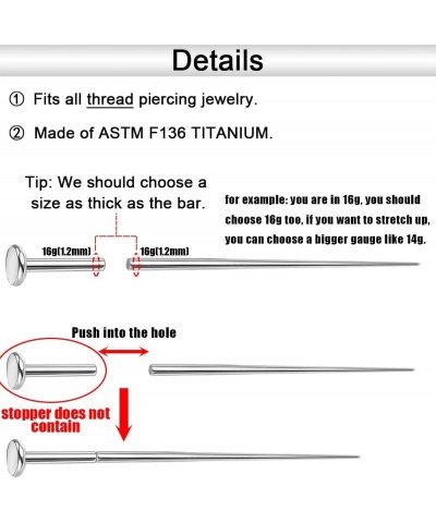 14g/16g/18g ASTM F136 Titanium Piercing Taper Insertion Pin for Internal Thread Tragus/Helix/Lip/Nose/Helix/Piercing Jewelry ...