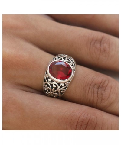 MERLOT 925 Sterling Silver Ring with Red CZ Stone – Size 7 to 14 $46.80 Rings