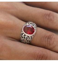 MERLOT 925 Sterling Silver Ring with Red CZ Stone – Size 7 to 14 $46.80 Rings