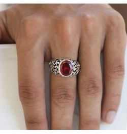 MERLOT 925 Sterling Silver Ring with Red CZ Stone – Size 7 to 14 $46.80 Rings