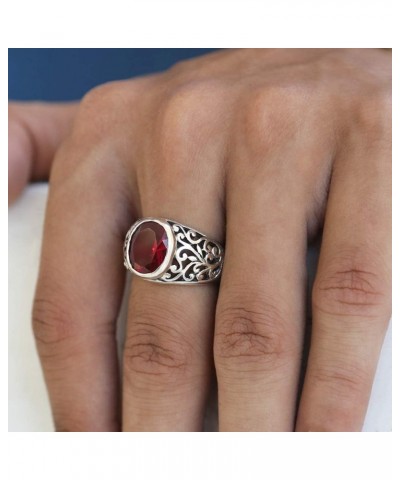 MERLOT 925 Sterling Silver Ring with Red CZ Stone – Size 7 to 14 $46.80 Rings