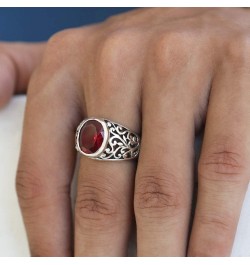 MERLOT 925 Sterling Silver Ring with Red CZ Stone – Size 7 to 14 $46.80 Rings