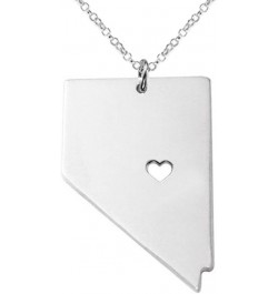 NV State Necklace,Nevada State Charm Necklace,State Shaped Necklace With A Heart Silver $7.24 Necklaces