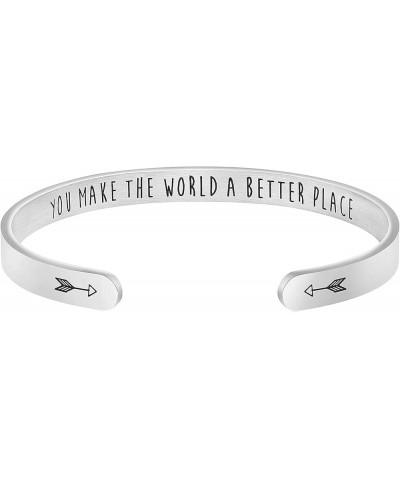 Bracelets for Women Funny Inspirational Gifts for Her Sister to Sister Jewelry Mantra Cuff Bangle You make the world a better...