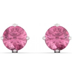 Natural and Certified Round Gemstone Solitaire Petite Earrings in 14K Solid Gold |0.61 Carat Earrings for Women Pink Tourmali...