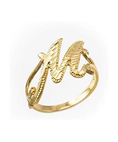 Sparkle-Cut Letter Initial Script Ring In 10K Yellow Gold M $69.75 Rings