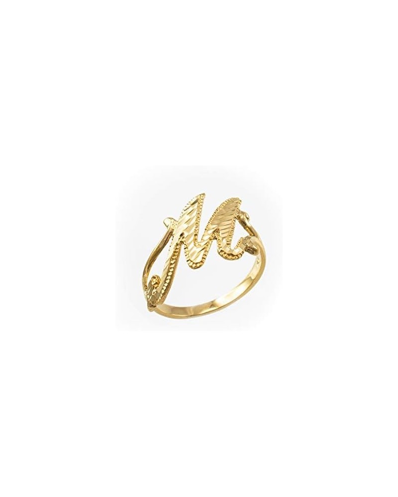 Sparkle-Cut Letter Initial Script Ring In 10K Yellow Gold M $69.75 Rings