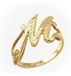 Sparkle-Cut Letter Initial Script Ring In 10K Yellow Gold M $69.75 Rings