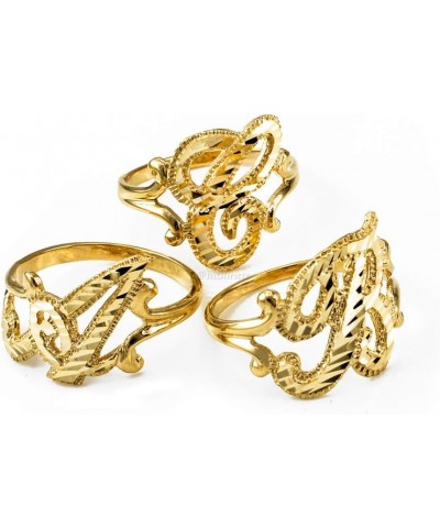 Sparkle-Cut Letter Initial Script Ring In 10K Yellow Gold M $69.75 Rings