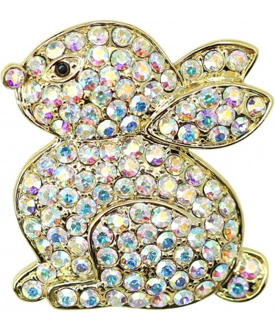 Gorgeous Crystal Cute Bunny Rabbit Pin Brooch for Easter AB / gold plated $10.96 Brooches & Pins