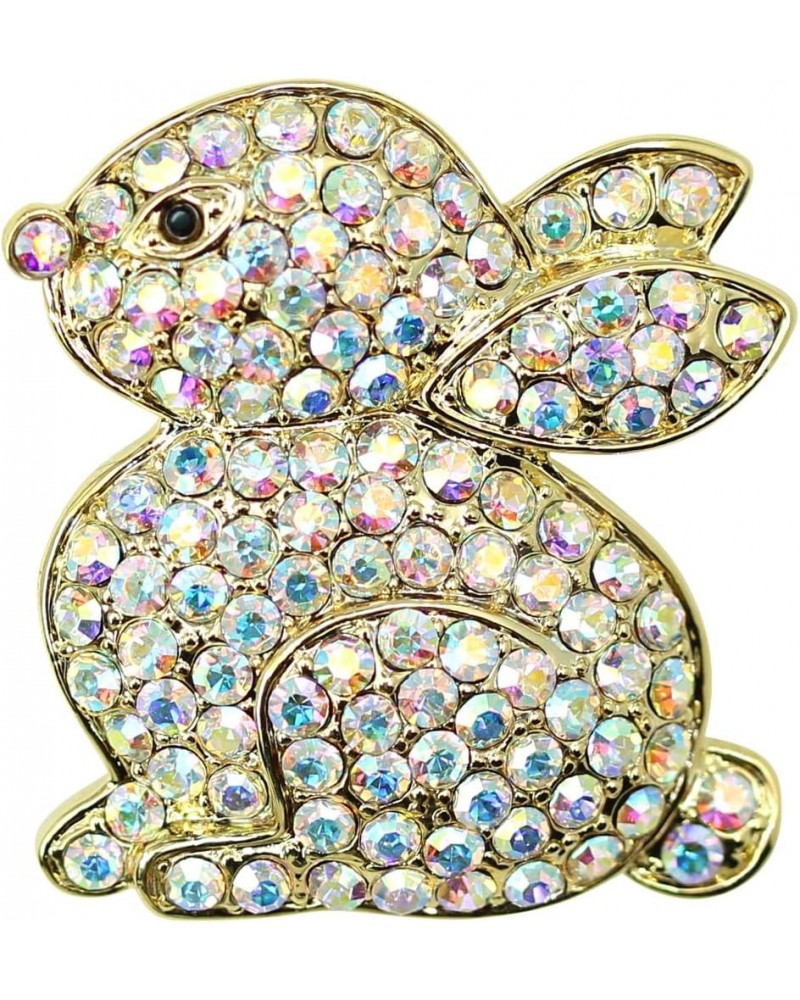 Gorgeous Crystal Cute Bunny Rabbit Pin Brooch for Easter AB / gold plated $10.96 Brooches & Pins