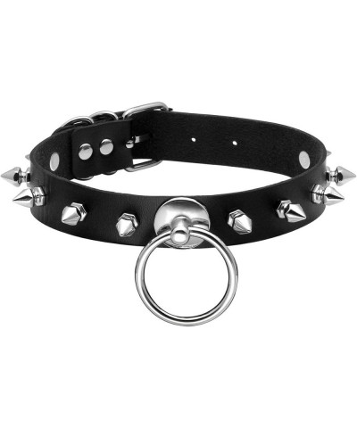 Vintage Punk Goth Studded Rivet Pu Leather Collar Choker Necklace with Spikes Adjustable D-Black $7.64 Necklaces