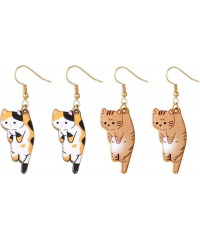 Lovely Cat Dangle Earrings, Various Cute Scruffing Cat Kitten Kitty Drop Earrings for Women Girls Jewelry Calico+Ginger cat $...