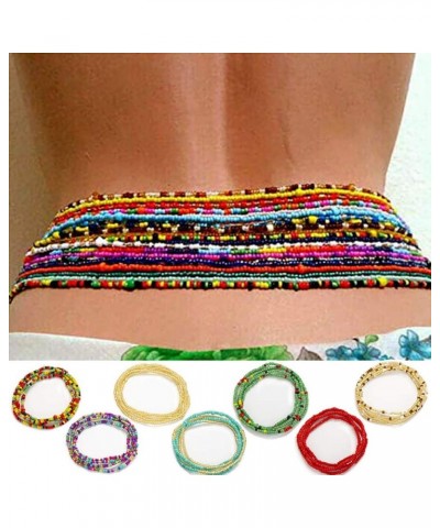 Plus Size African Waist Beads Chain Layered Belly Body Chain Beach 7Pack Waist Jewelry Body Accessories for Women and Girls 2...