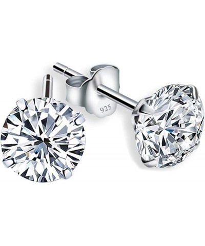 925 Sterling Silver Cubic Zirconia Stud Earrings for Women Hypoallergenic Round CZ Earrings 7MM $8.95 Earrings