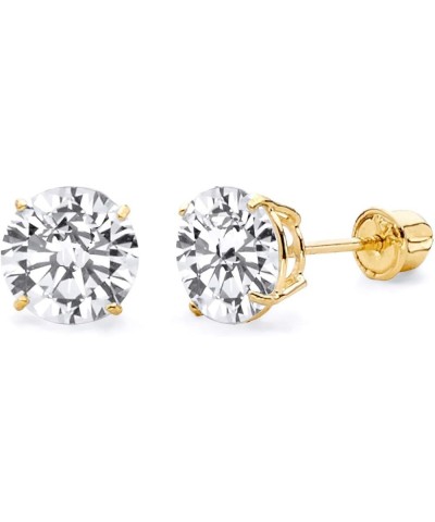 14k Yellow Gold Round Solitaire Basket Set Stud Earrings with Screw Back - 7 Different Size Available 6 mm $17.20 Earrings