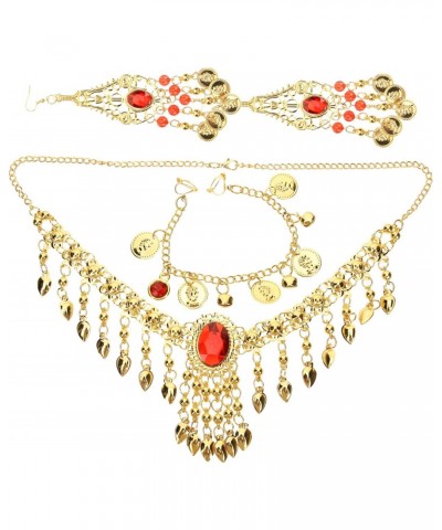 Womens Earrings Belly Dance Jewelry Set Gold Sequins Women Head Chains Vintage Coins Nose Chain Earrings Bollywood Gypsy Styl...