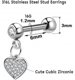 1 Pair 16G Cartilage Stud Earrings for Women Surgical Steel Stud Earrings Dangle Moon Star Butterfly Heart Cross CZ Tragus Co...