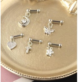 1 Pair 16G Cartilage Stud Earrings for Women Surgical Steel Stud Earrings Dangle Moon Star Butterfly Heart Cross CZ Tragus Co...