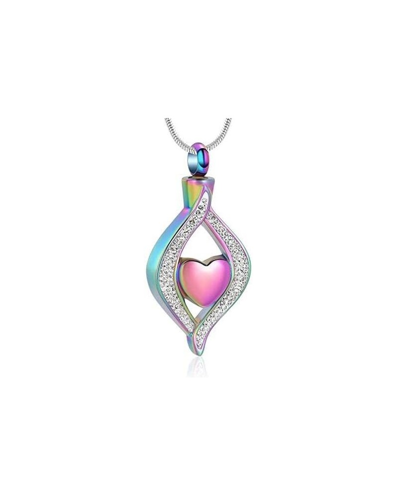 Heart Urn Neckalce for Ashes for Women Crystal Teardrop Cremation Jewelry Ashes Keepsake Pendant Memorial Jewelry Gifts for A...