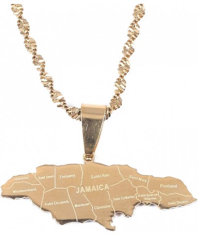 BR Gold Jewelry Stainless Steel Map of Jamaica With City Pendant Necklaces for Women Girl Gold Color $8.49 Pendants