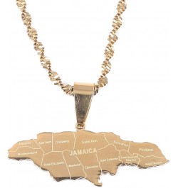 BR Gold Jewelry Stainless Steel Map of Jamaica With City Pendant Necklaces for Women Girl Gold Color $8.49 Pendants