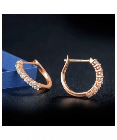 Carleen 14K Solid Rose Gold 1/5cttw Natural Diamond Hoop Earrings Tiny/Small Dainty Huggie Hinged Hoop Earrings for Women Gir...