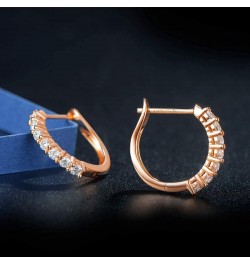 Carleen 14K Solid Rose Gold 1/5cttw Natural Diamond Hoop Earrings Tiny/Small Dainty Huggie Hinged Hoop Earrings for Women Gir...