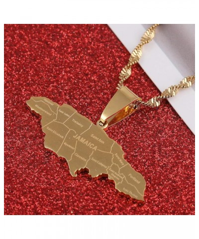 BR Gold Jewelry Stainless Steel Map of Jamaica With City Pendant Necklaces for Women Girl Gold Color $8.49 Pendants