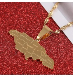 BR Gold Jewelry Stainless Steel Map of Jamaica With City Pendant Necklaces for Women Girl Gold Color $8.49 Pendants