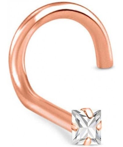 14k Rose Gold 1.5mm, 2mm, 2.5mm or 3mm Square CZ 22G 20G 18G Rose Gold Left Screw-1.5mm CZ-22G $15.96 Body Jewelry