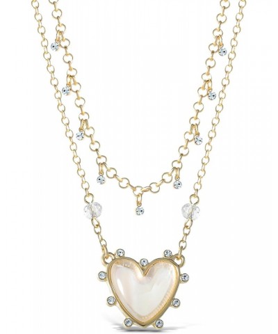 Womens Layered Heart Necklace 18" + 2" - Gold-Tone Double Strand Necklace with Heart Pendant $16.52 Necklaces