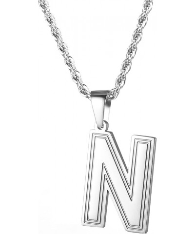 Initial A-Z Letter Pendant Necklace for Mens and Womens Capital Letter 18K Gold Plated/Stainless Steel Rope Chain 3mm 24inch ...