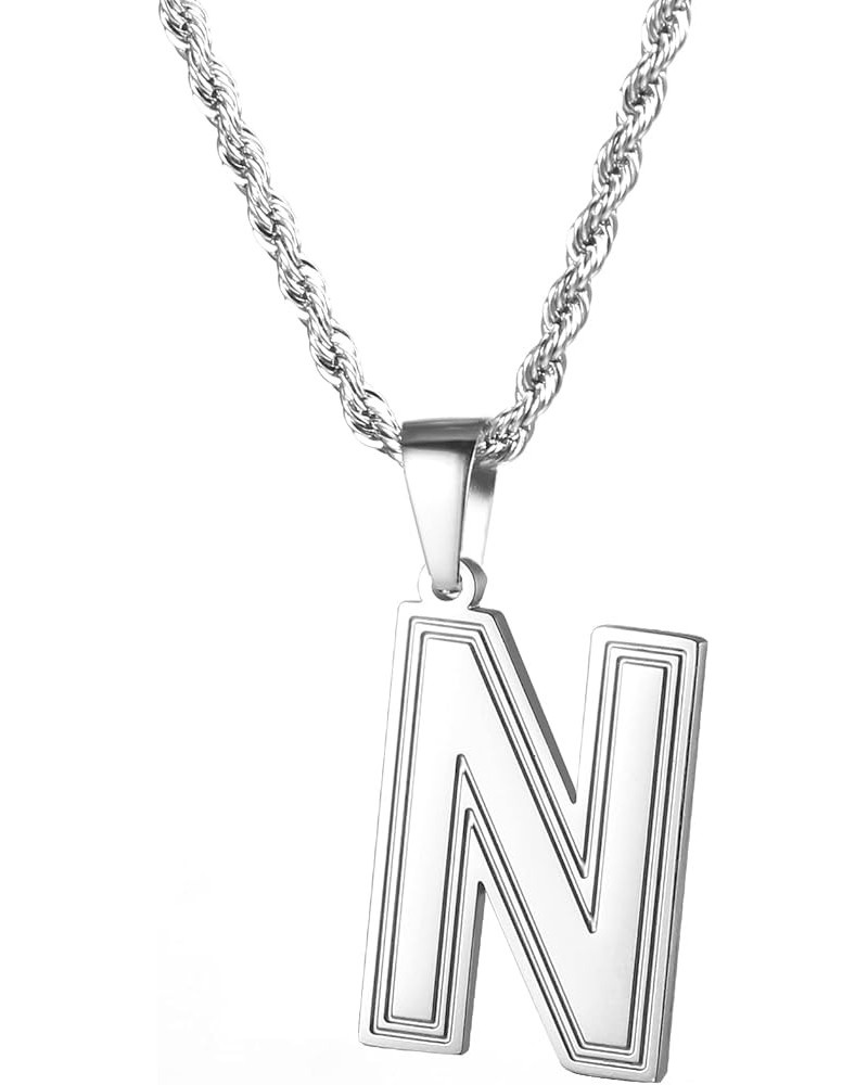 Initial A-Z Letter Pendant Necklace for Mens and Womens Capital Letter 18K Gold Plated/Stainless Steel Rope Chain 3mm 24inch ...