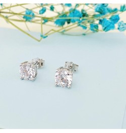 Sterling Silver Stud Earrings, Round Clear Cubic Zirconia Silver Stud Earrings for Women Men Gift 6mm $9.43 Earrings