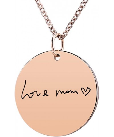 Personalized Memorial Signature Necklace Custom Actual Handwriting Necklace Round Charm Necklace Word Necklace Nameplate Neck...