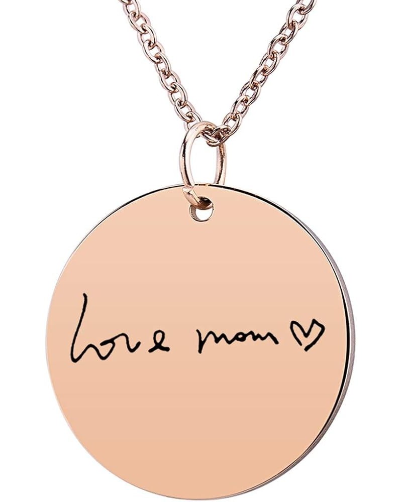 Personalized Memorial Signature Necklace Custom Actual Handwriting Necklace Round Charm Necklace Word Necklace Nameplate Neck...