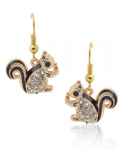 Cute Little Brown Tail Squirrel Earrings gold-plated-base $9.68 Earrings