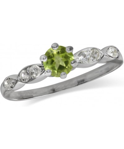 5mm Round Shape White Gold Plated 925 Sterling Silver Engagement Ring 5 Silver Peridot & White Topaz $14.38 Rings