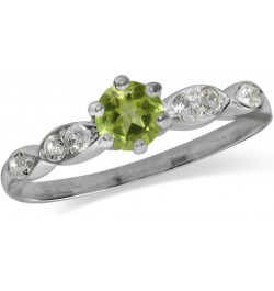 5mm Round Shape White Gold Plated 925 Sterling Silver Engagement Ring 5 Silver Peridot & White Topaz $14.38 Rings