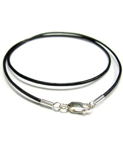 925 Sterling Silver Round Leather Cord 1mm Choker Necklace Black 20 Inches $9.22 Necklaces