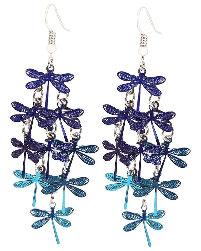 TraveT Colorful Dragonfly Dangle Hook Earrings Boho Lightweight Long Drop Earrings for Women Jewelry Gift,Style 5 Blue Style ...