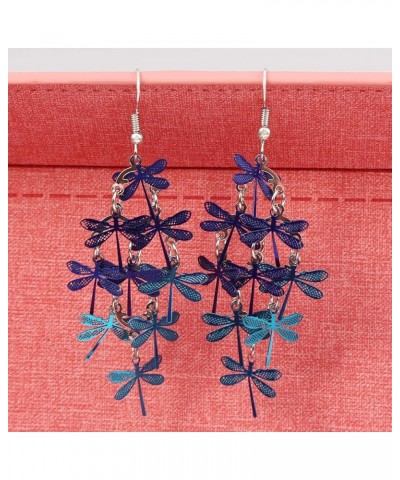 TraveT Colorful Dragonfly Dangle Hook Earrings Boho Lightweight Long Drop Earrings for Women Jewelry Gift,Style 5 Blue Style ...