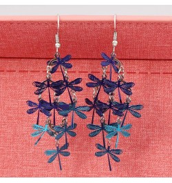 TraveT Colorful Dragonfly Dangle Hook Earrings Boho Lightweight Long Drop Earrings for Women Jewelry Gift,Style 5 Blue Style ...